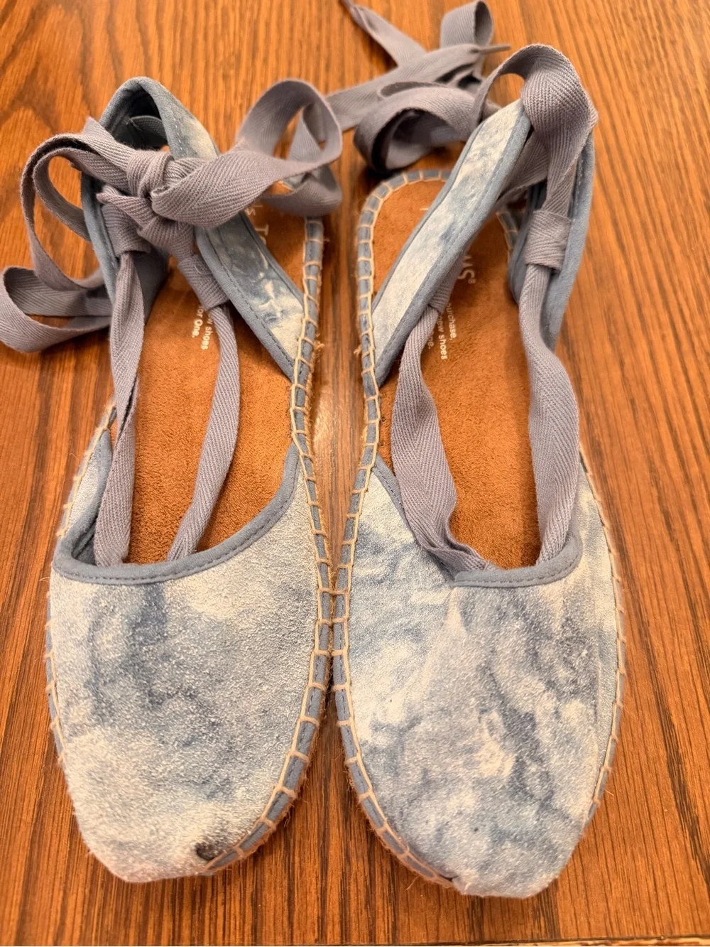 Toms Light Blue Tie-Ankle Espadrille